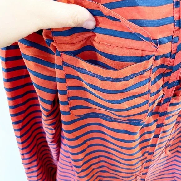 Umgee Tie Front Striped Blouse Orange Size Large - Picture 6 of 11